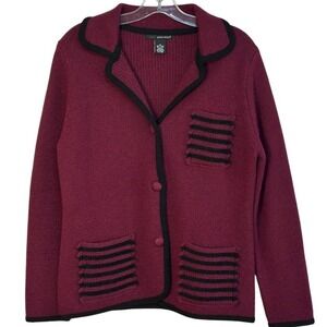 A. Giannetti Cardigan Sweater Wool Blend Button Front Pockets Knit Burgundy M‎